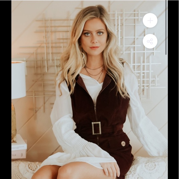 Judith March Aubergine Corduroy Dress With Belt - Picture 6 of 7